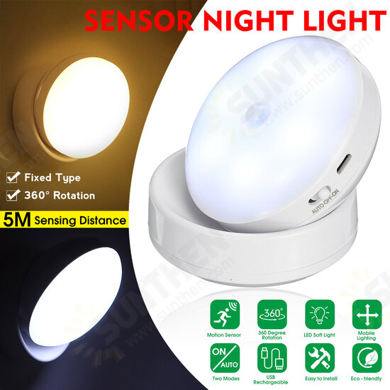 360 Degree Rotation LED Motion Sensor Night Light USB Rechargeable Lamp with Magnetic Base for Stairs Bedroom Bathroom Kitchen Hallway White/Warm Light 360 Degree Rotation LED Motion Sensor Night Light USB Rechargeable Lamp with Magnetic Base for Stairs Bedroom Bathroom Kitchen Hallway White/Warm Light