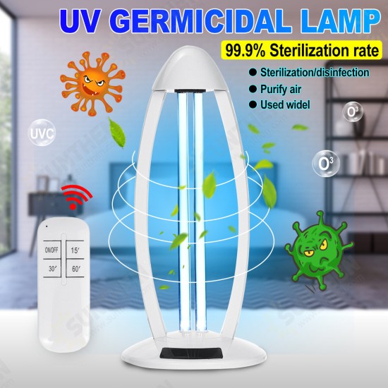 38W UVC Ozone Ultraviolet Germicidal Lamp Remote UV Sterilization Quartz Lights LED UV Lamp