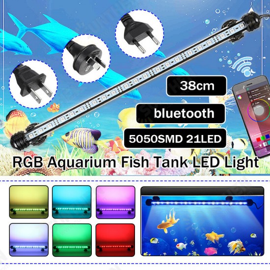 38cm bluetooth APP RGB LED Aquarium Fish Tank Lights Submersible Strip Bar Lamp