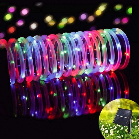 39FT 100 LED Solar String Rope Fairy Light Waterproof Xmas Wedding Party Decor Night Light