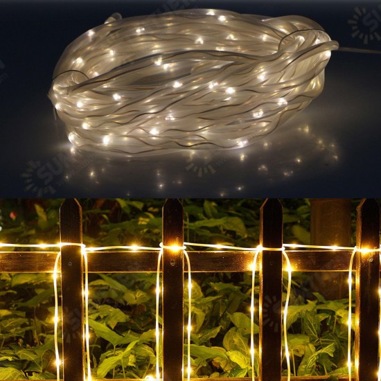 39FT 100 LED Solar String Rope Fairy Light Waterproof Xmas Wedding Party Decor Night Light