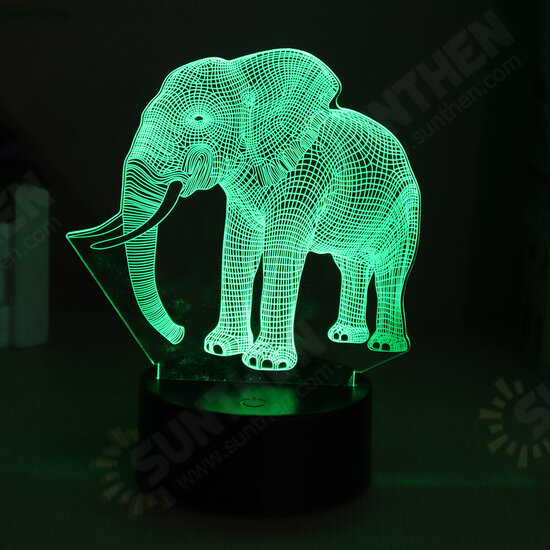 3D Acrylic LED 7/16 Colors Colorful Night Lights Elephant Model Remote Control Touch Switch Night Light