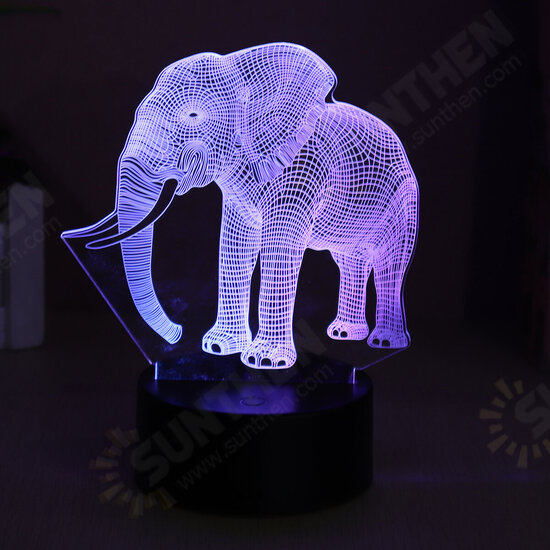 3D Acrylic LED 7/16 Colors Colorful Night Lights Elephant Model Remote Control Touch Switch Night Light