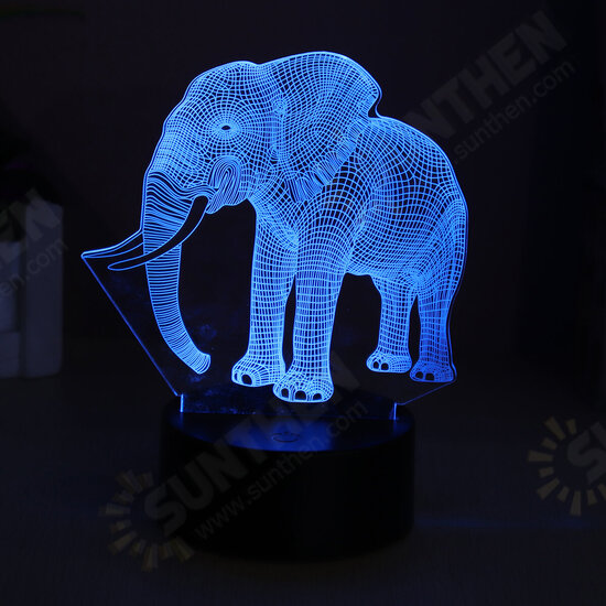 3D Acrylic LED 7/16 Colors Colorful Night Lights Elephant Model Remote Control Touch Switch Night Light