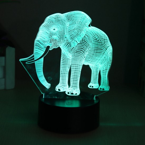 3D Acrylic LED 7/16 Colors Colorful Night Lights Elephant Model Remote Control Touch Switch Night Light