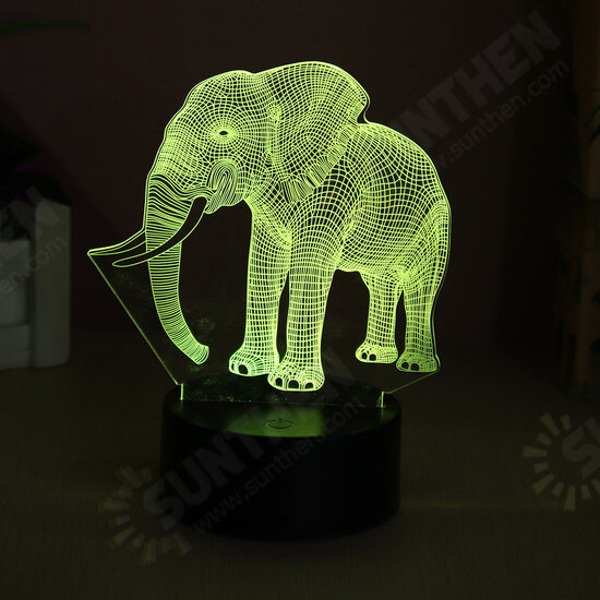 3D Acrylic LED 7/16 Colors Colorful Night Lights Elephant Model Remote Control Touch Switch Night Light