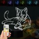 3D Cat LED Night Light 7 Colors Acrylic Animal LED Night Light Touch USB Charging Decor Night Light