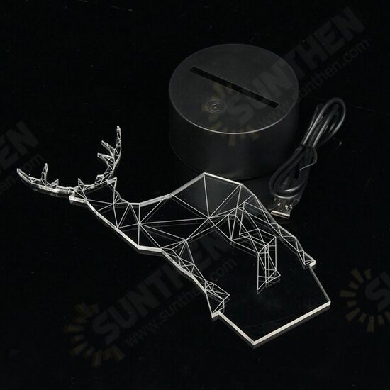 3D Deer Illusion LED Table Desk Light USB 7 Color Changing Night Lamp Home Decor