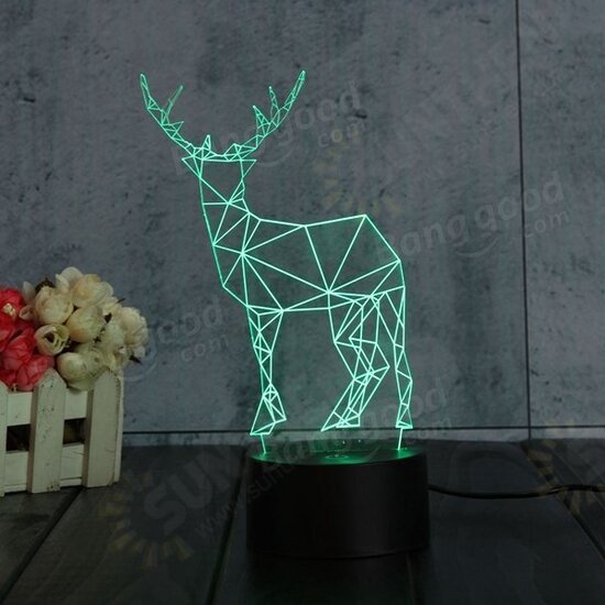 3D Deer Illusion LED Table Desk Light USB 7 Color Changing Night Lamp Home Decor