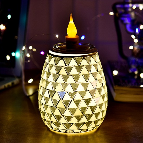 3D Glass Electric Aromatherapy Lamp Triangle Pattern Warm White Lights Home Aromatherapy Light