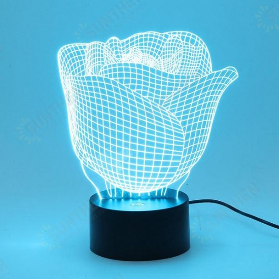 3D Illuminated Illusion Color Changing Rose LED Desk Night Light Lamp