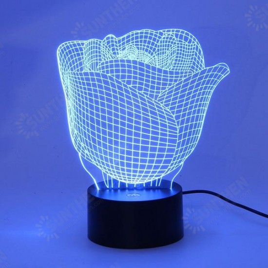 3D Illuminated Illusion Color Changing Rose LED Desk Night Light Lamp