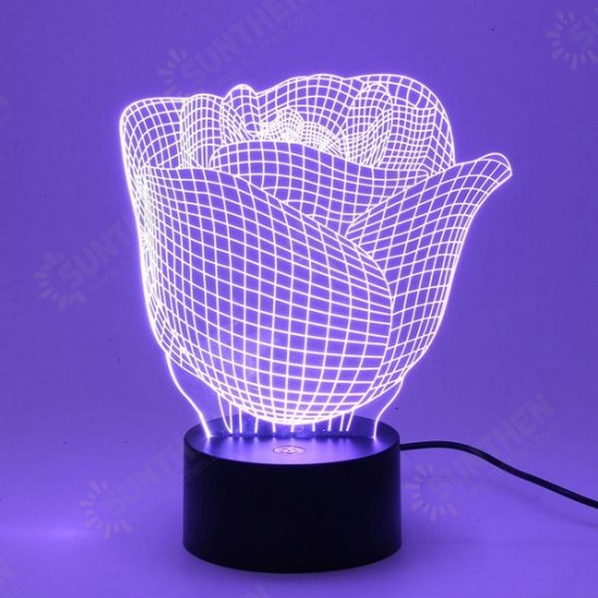 3D Illuminated Illusion Color Changing Rose LED Desk Night Light Lamp