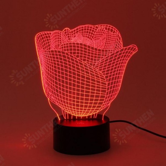 3D Illuminated Illusion Color Changing Rose LED Desk Night Light Lamp