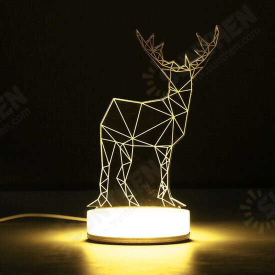 3D Illusion USB LED Night Light Warm White Desk Table Lamp Xmas Gift