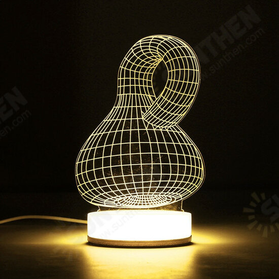 3D Illusion USB LED Night Light Warm White Desk Table Lamp Xmas Gift