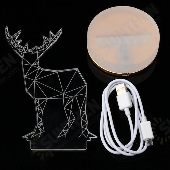 3D Illusion USB LED Night Light Warm White Desk Table Lamp Xmas Gift