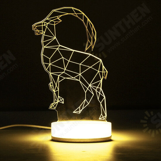 3D Illusion USB LED Night Light Warm White Desk Table Lamp Xmas Gift