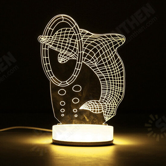 3D Illusion USB LED Night Light Warm White Desk Table Lamp Xmas Gift