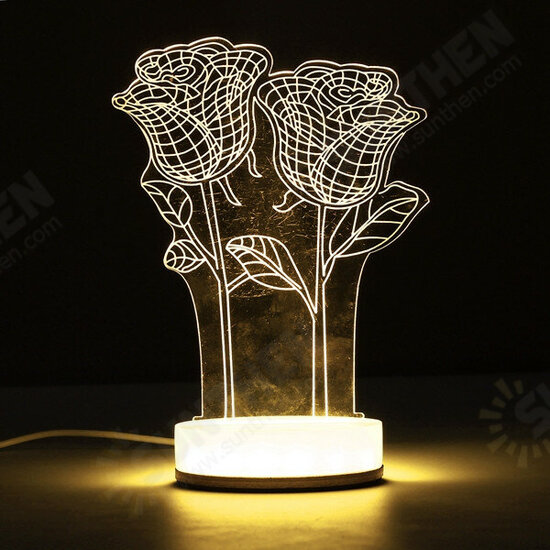 3D Illusion USB LED Night Light Warm White Desk Table Lamp Xmas Gift