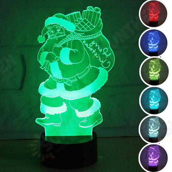 3D LED Colorful Christmas Santa Claus Touch Control Lamp Decor Gift Night Light