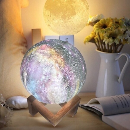 3D Magical Lunar Moon Lamp USB LED Night Light Touch Sensor Galaxy Sky Moonlight