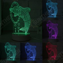 3D Multicolor LED Dolphin Pattern Night Light Lamp with Switch Home Party Decor 220V 3D Multicolor LED Dolphin Pattern Night Light Lamp with Switch Home Party Decor 220V