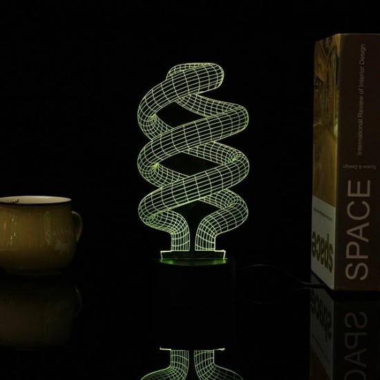 3D Tornado Illusion LED Table Desk Light USB 7 Color Changing Night Lamp