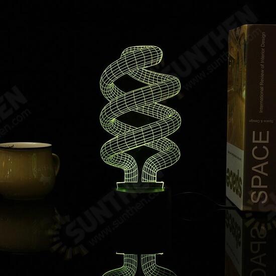 3D Tornado Illusion LED Table Desk Light USB 7 Color Changing Night Lamp