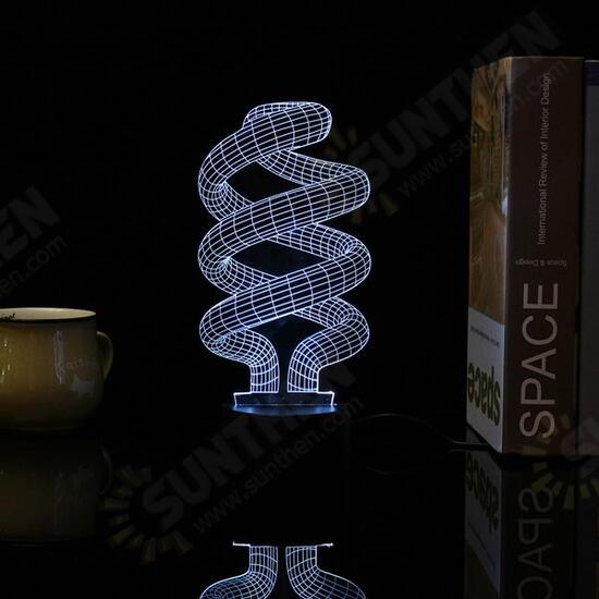 3D Tornado Illusion LED Table Desk Light USB 7 Color Changing Night Lamp