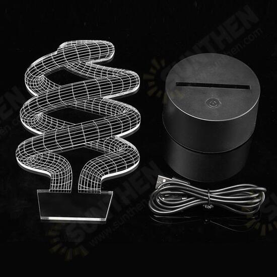 3D Tornado Illusion LED Table Desk Light USB 7 Color Changing Night Lamp