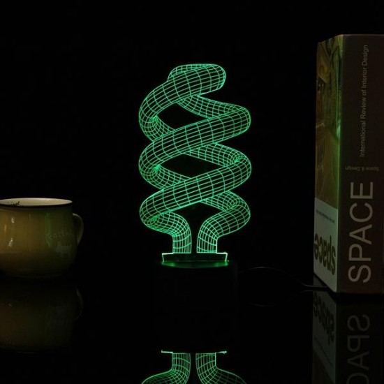 3D Tornado Illusion LED Table Desk Light USB 7 Color Changing Night Lamp