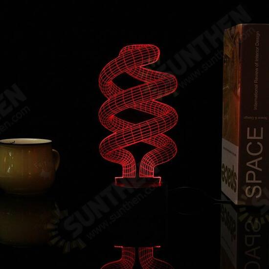 3D Tornado Illusion LED Table Desk Light USB 7 Color Changing Night Lamp