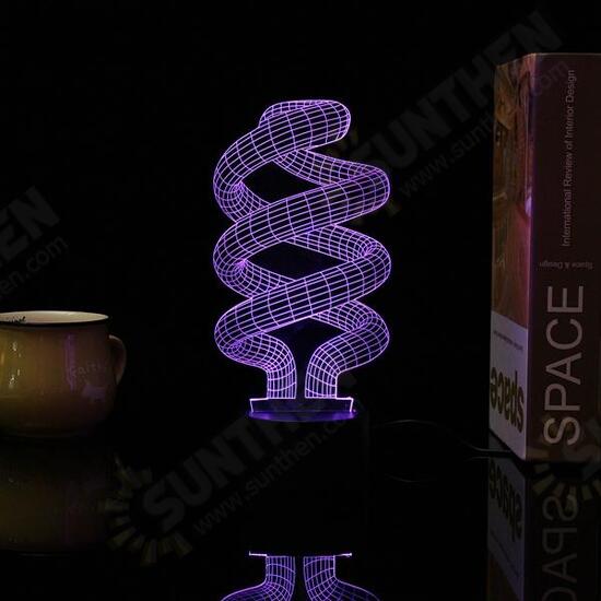 3D Tornado Illusion LED Table Desk Light USB 7 Color Changing Night Lamp