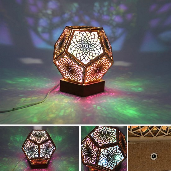 3D USB Projector Bohemian Style Romantic Colorful Lamp Night Lights Lamp Decor for Children's Room Bedroom Sleep Starlight