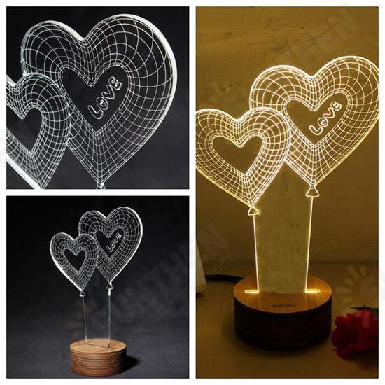 3D Visual LED Small Table Night Light For Holiday Valentine's Day