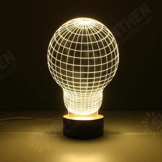 3D Visual LED Table Lamp Energy Saving Wooden Night Lamp For Holiday