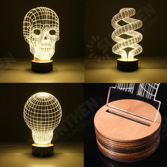 3D Visual LED Table Lamp Energy Saving Wooden Night Lamp For Holiday