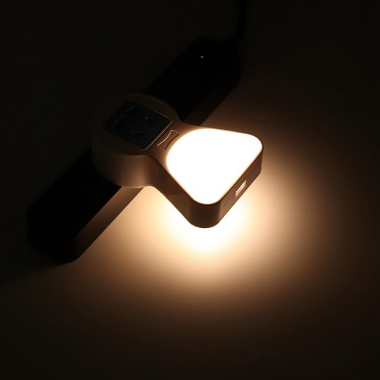 5A 9 LED Plug Socket Lamp Plug-in Wall Hallway Night Light USB Charging US/EU Plug