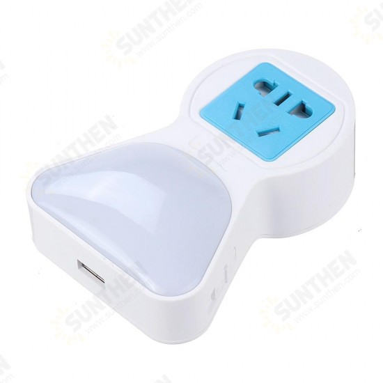 5A 9 LED Plug Socket Lamp Plug-in Wall Hallway Night Light USB Charging US/EU Plug