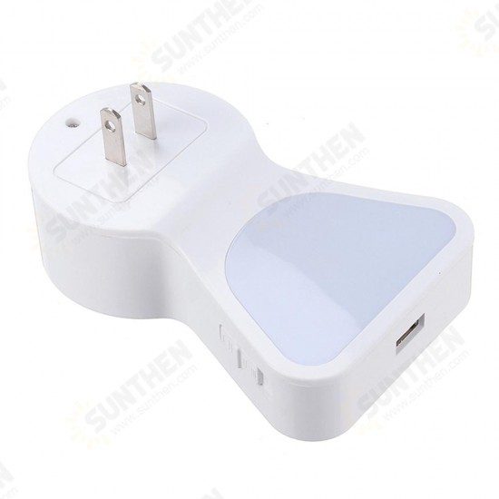 5A 9 LED Plug Socket Lamp Plug-in Wall Hallway Night Light USB Charging US/EU Plug