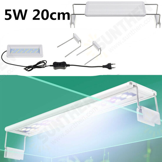 5W LED Fish Tank Light 20CM Aquarium Bracket Clip Light Aquarium Lighting Extendable Aquatic Plant Light for 20-30cm Fish Tank