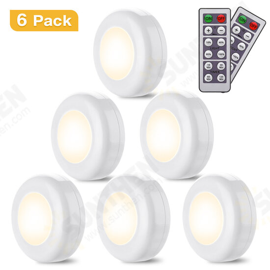 6PCS LED Cabinet Light Dimming Kitchen Wardrobe Cupboard Lamp + 2PCS Remote Control