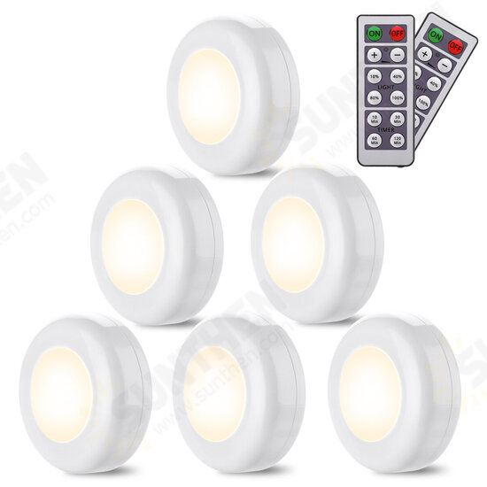 6Pcs Battery Remote Control Cabinet Light Wardrobe Light with Two Remote Controls 4000K Warm White Light