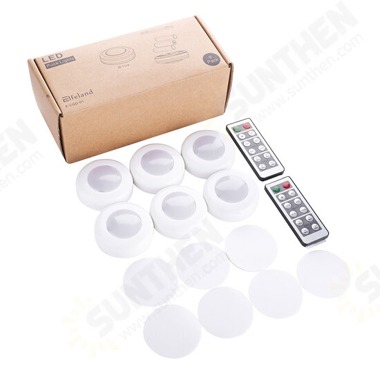 6Pcs Battery Remote Control Cabinet Light Wardrobe Light with Two Remote Controls 4000K Warm White Light