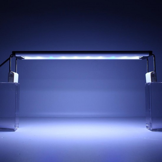 6W 20 LED Aquarium Fish Tank Light Panel Blue+White Lamp Adjustable Aluminum