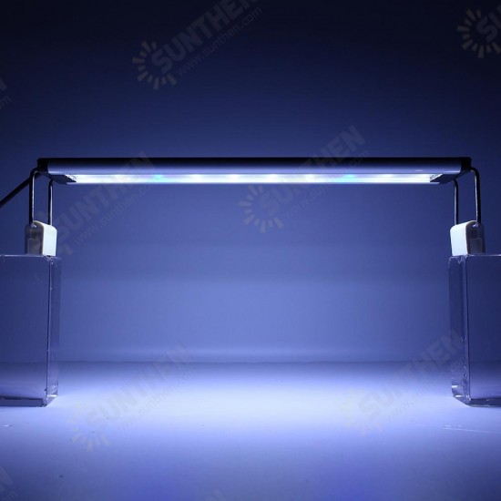 6W 20 LED Aquarium Fish Tank Light Panel Blue+White Lamp Adjustable Aluminum