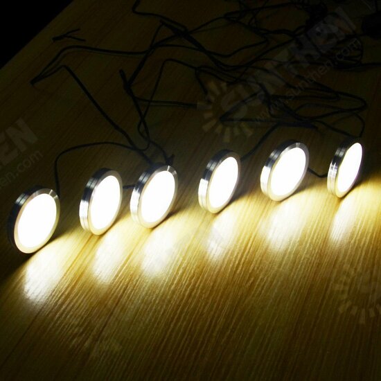 8PCS LED Cabinet Light White Dimmable Kitchen Counter Under Puck RF Wireless Remote Control + Power Supply