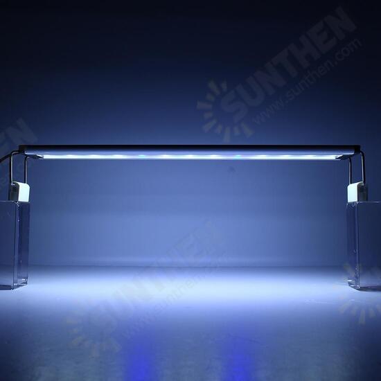 8W 26 LED Aquarium Fish Tank Light Panel Blue+White Lamp Adjustable Aluminum