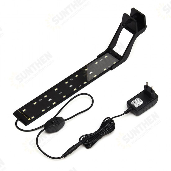 8W 33cm Blue & White LED Adjustable Aquarium Fish Tank Lamp Super Slim Clip On Light